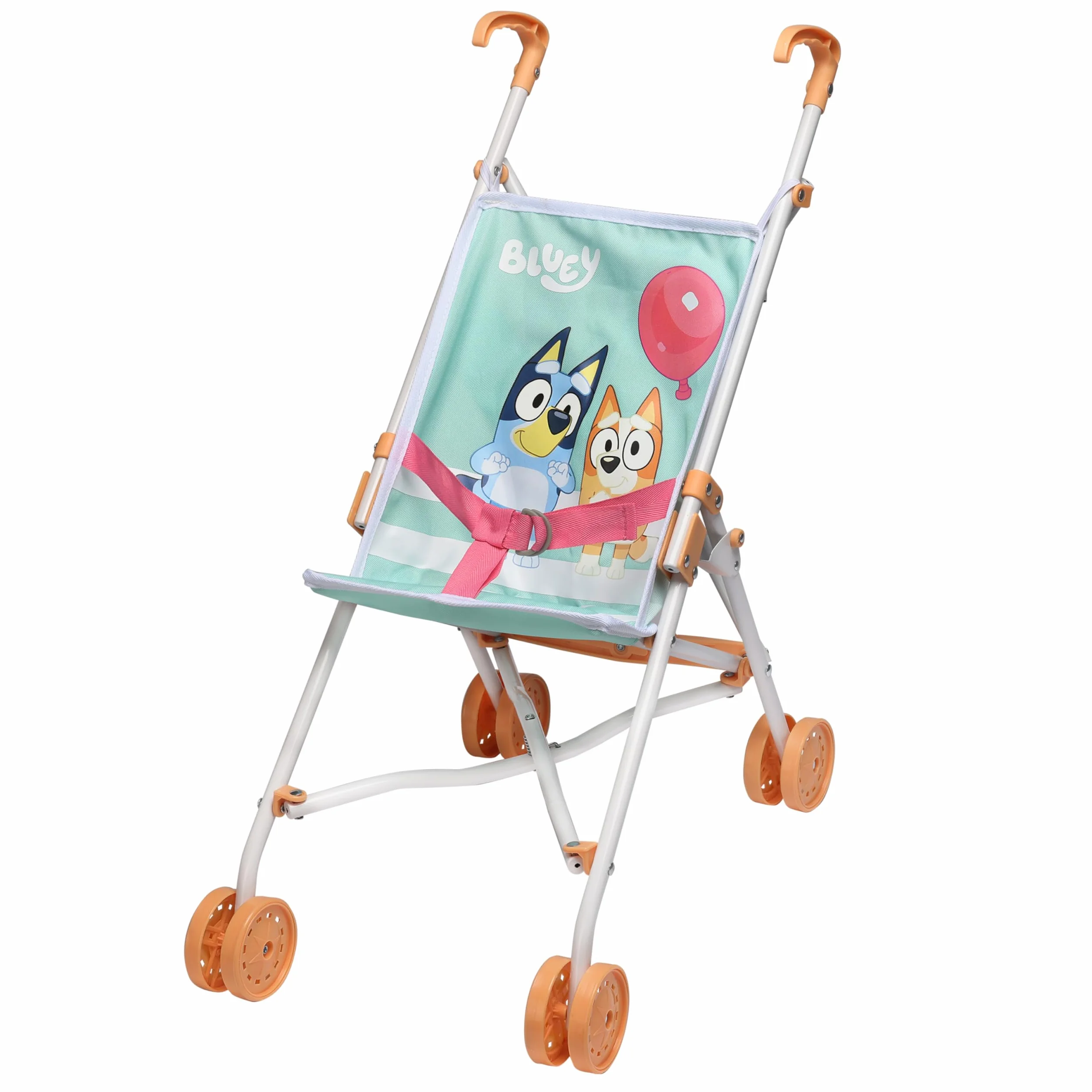 Bluey Wózek dla lalek Sulky – lekki wózek dla lalek, składany i przenośny, idealna zabawka dla dzieci od 3 lat, różowe i niebieskie wzornictwo z uroczymi zwierzęcymi wzorami – 540 x 270 x 400 mm