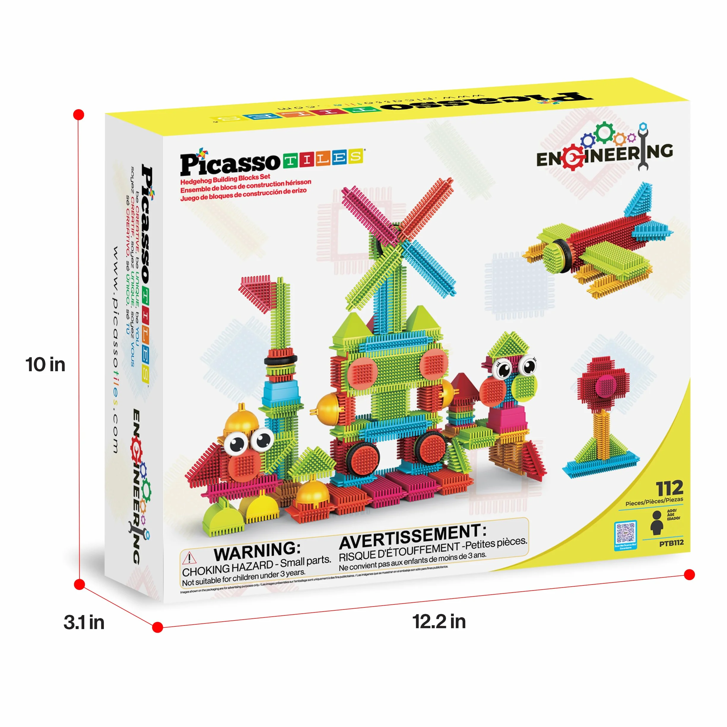 Picasso Toys 112 szt. klocki jeż STEM zestaw płytek budowlanych zabawka edukacyjna PTB112