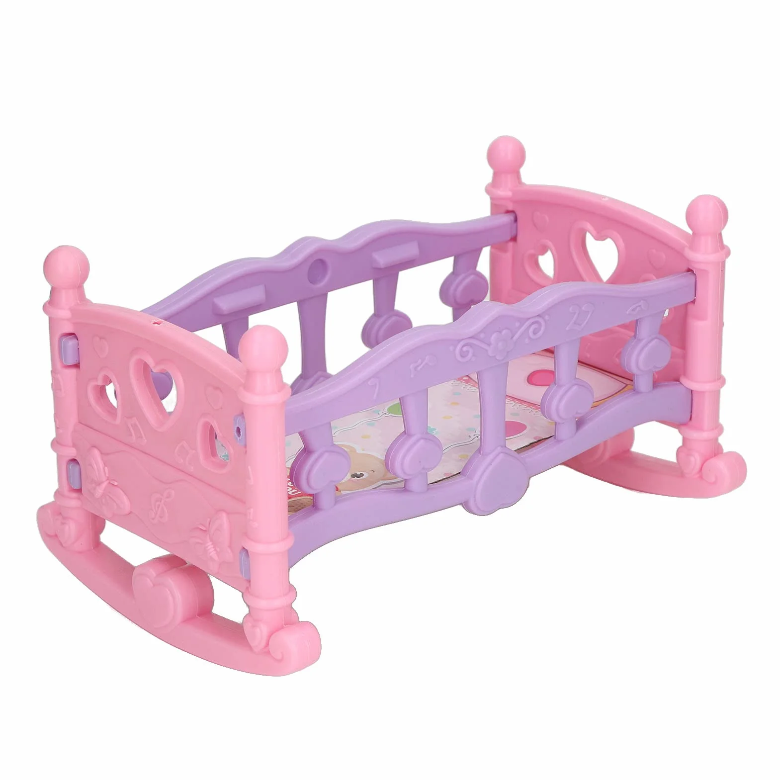 Generic Domek dla Lalek łóżeczko dla Dziecka Bezpieczne Miniaturowe Akcesoria Meblowe do Sypialni Dekoracyjne łóżeczko do Zabawy Dzieci, materiał ABS, Skala 1:12, na Spotkania Dziecięce