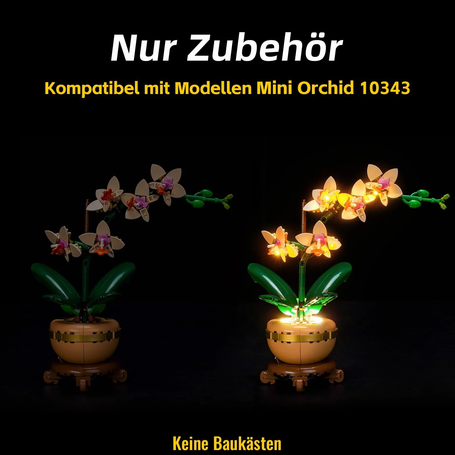 Zestaw świateł LED kompatybilny z Lego 10343 Mini Orchid Botanical Collection Set (nie jest to model), zestaw oświetleniowy kompatybilny z mini orchideą 10343, kreatywna zabawka