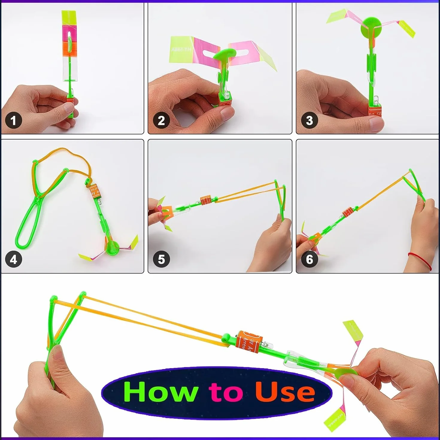 Helikopter Shooters Toy, 16pc imprezy dla chłopców dziewcząt w wieku 6+, LED Light Up Slingshot zabawki strzałki Copters Toys, imprezowe wypełniacze dla dzieci świąteczne prezenty (16PCS)