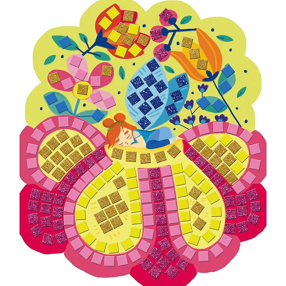 Janod - Fairies Foam Mosaics Box - Les Ateliers du Calme - kreatywny zestaw rekreacyjny dla dzieci - motoryka precyzyjna i nauka koncentracji - od 5 lat, J07960