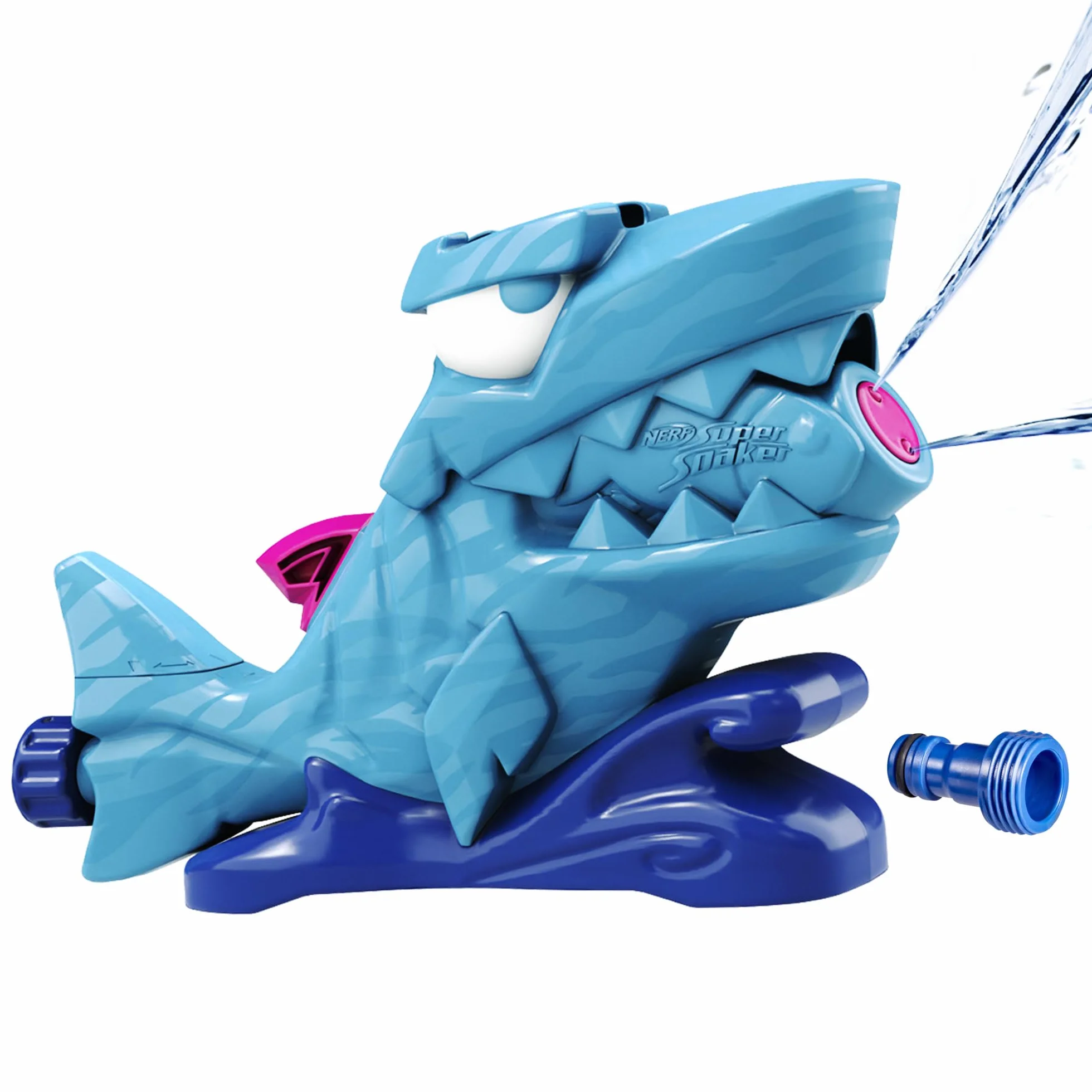 Zabawka wodna Nerf Super Soaker Hop & Chomp, polewanie strumieniami wody, kłapiąca szczęka, podłączanie do węża ogrodowego, zabawki dla dzieci do wodnej zabawy poza domem, wiek: od 3 lat