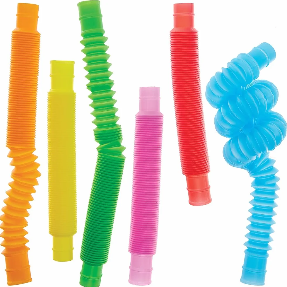 Baker Ross FN225 Pop Tube Fidget Toys - zestaw 12 zabawnych zabawek na przyjęcia dla dzieci