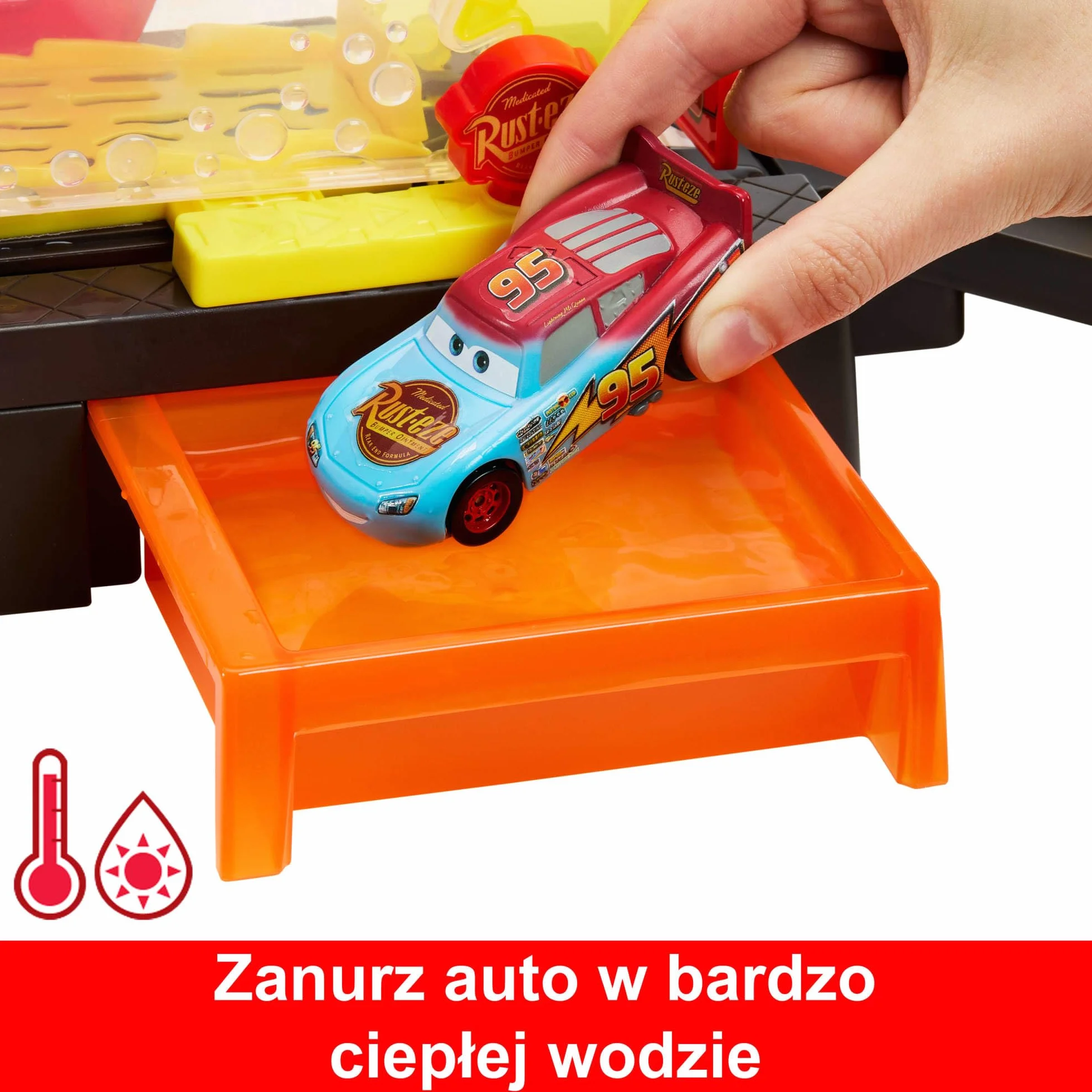 Disney Pixar Auta Myjnia samochodowa Zmiana koloru Zestaw do zabawy(ok. 50 cm długości)nz samochodem zabawką Zygzak McQueen, funkcją zmiany koloru autka i możliwością łączenia z innymi zestawami,JBM70