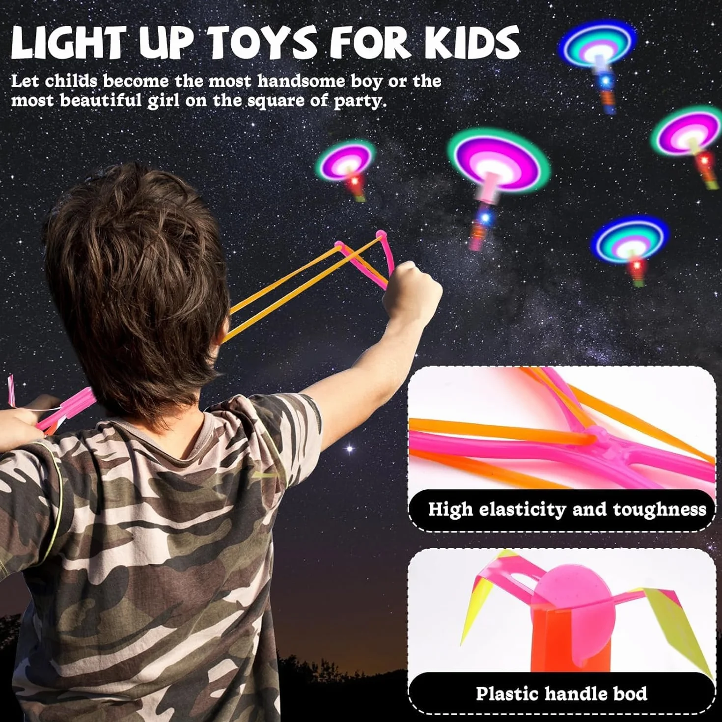 Helikopter Shooters Toy, 16pc imprezy dla chłopców dziewcząt w wieku 6+, LED Light Up Slingshot zabawki strzałki Copters Toys, imprezowe wypełniacze dla dzieci świąteczne prezenty (16PCS)