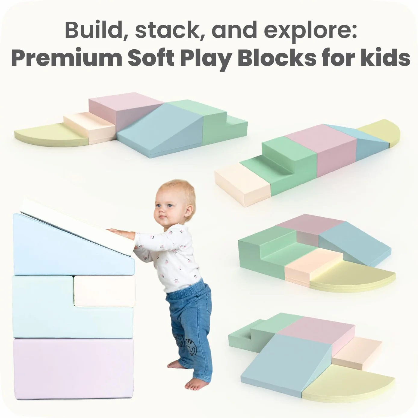 IGLU Soft Play - Miękkie Klocki Piankowe Do Zabawy I Wspinania Się - Idealne Do Raczkowania Ślizgania Budynek Się I Innych Aktywności Fizycznych Dla Małych I Większych Dzieci- 5 kształtów XL