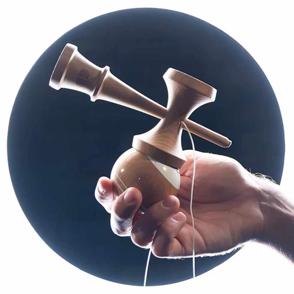 Kendama - drewno (do każdego poziomu umiejętności, łącznie z zestawem naklejek, zapasowym sznurkiem i aplikacją do nauki sztuczek)