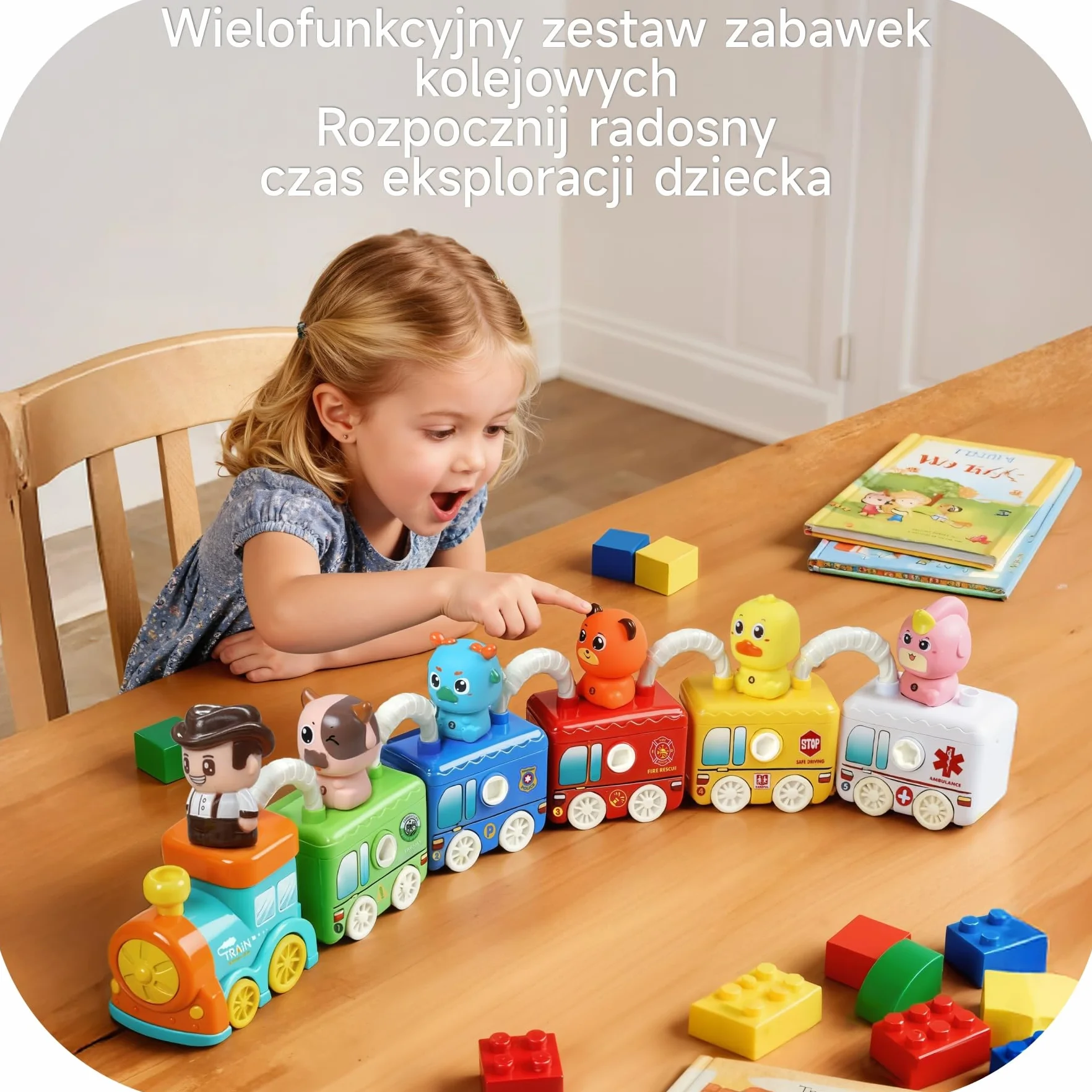 Zabawka Montessori Pociąg od 2 lat - Pociąg Edukacyjny z 5 Zamkami i Zwierzętami, Zabawka Edukacyjna dla Dzieci w Wieku 2 3 4 lat, Edukacyjna Zabawka dla Motoryki i Kolorów, Idealny Prezent