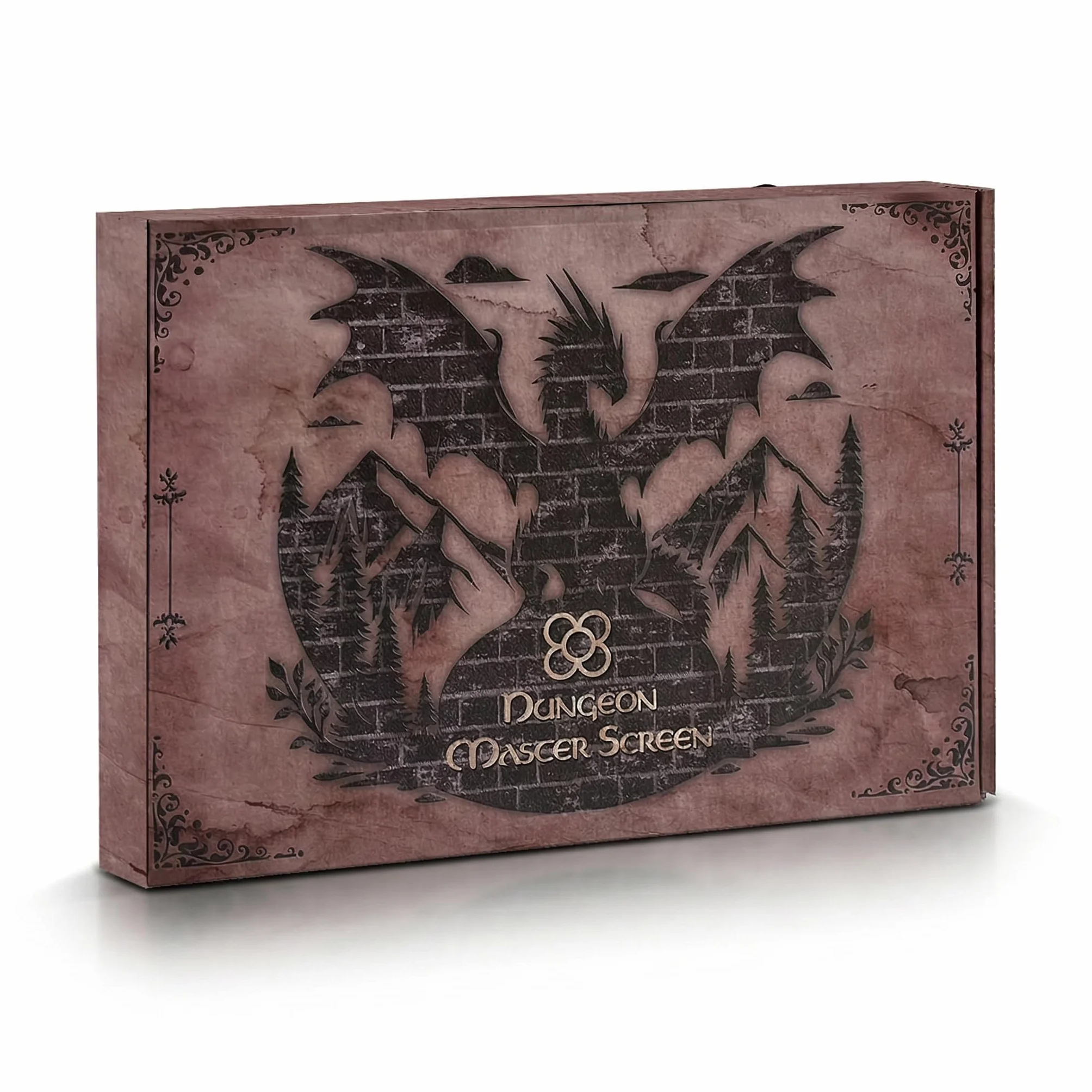 Ekran Dungeon Master z tacą na kości DOJA Hobbies, DM Screen DnD Składany 4 Panele Syntetyczna Miedziana Skórzana Z Dostosowanymi Kieszeniami, Lochy i Smoki Role Play Akcesoria