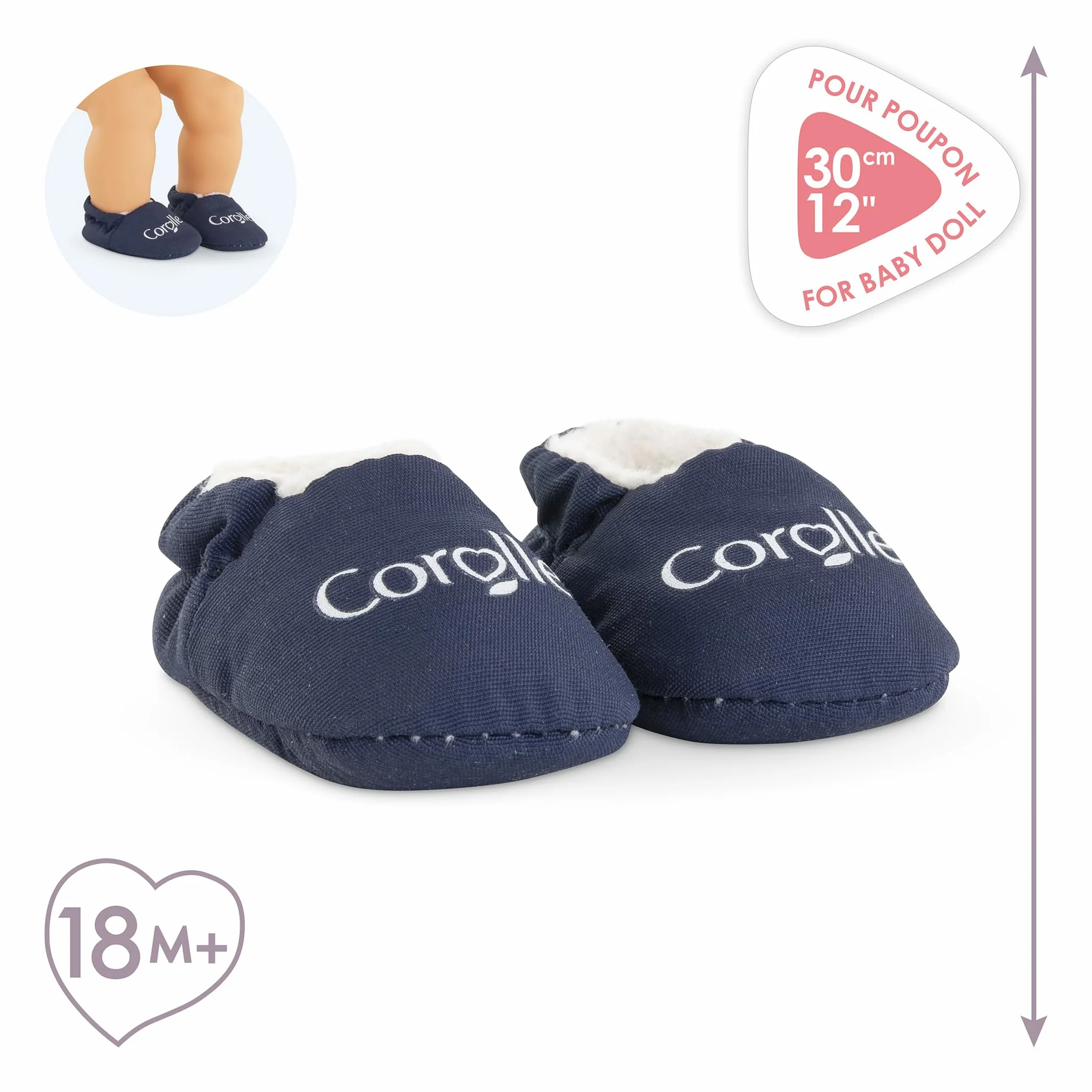 Corolle - Granatowe kapcie, na 30 cm, od 18 miesięcy, 9000111120