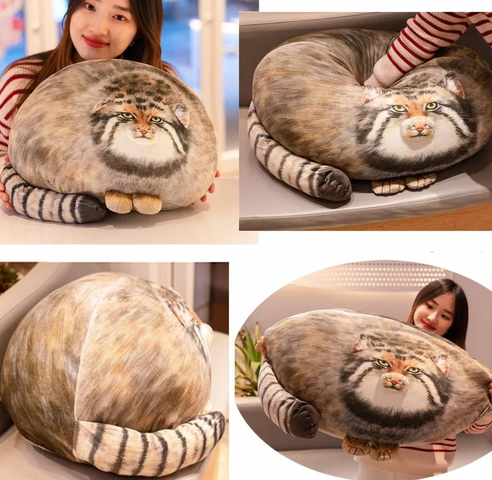 XIAOHONG Pluszowa poduszka w kształcie kota stepowego 45 cm, miękki pluszak