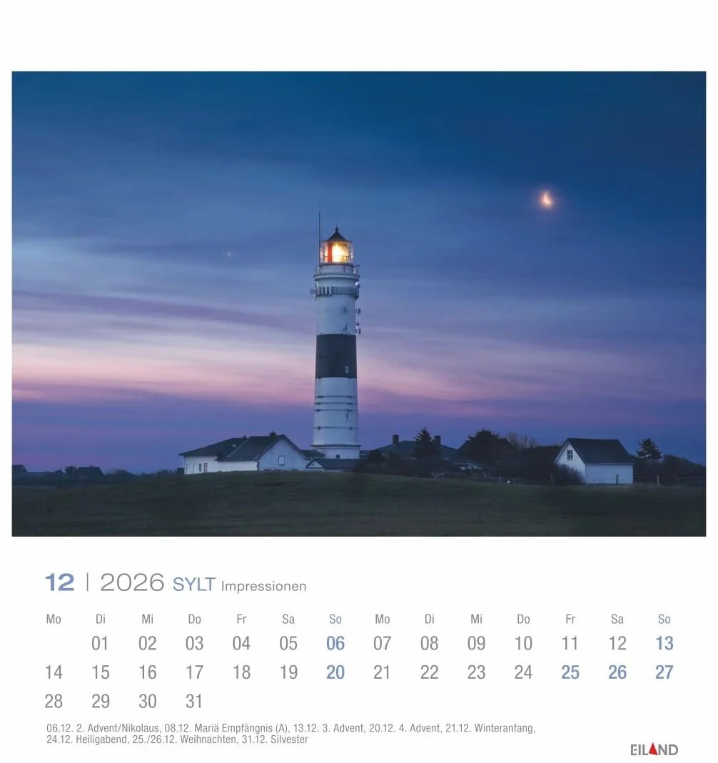 Sylt Impressionen Postkartenkalender 2026: Die schönsten Seiten der Insel in einem kleinen Kalender zum Aufstellen oder Aufhängen. Fotokalender mit monatlichen Postkarten zum Sammeln und Verschicken.