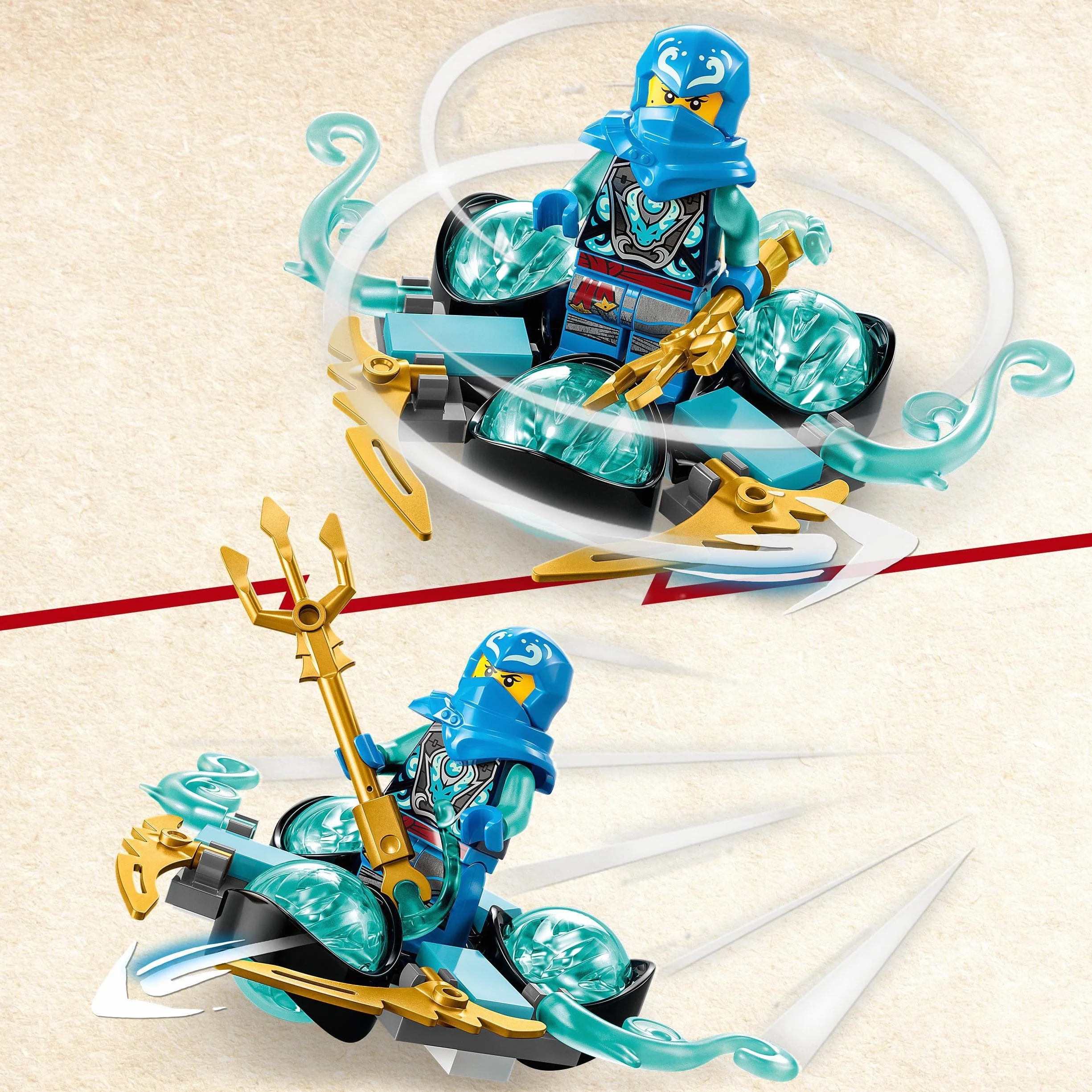 LEGO 71778 NINJAGO Smocza moc Nyi — driftowanie spinjitzu, zabawka kolekcjonerska ninja dla dzieci w wieku od 6 lat, wirujący zestaw z minifigurą Nyi do wykonywania sztuczek, pomysł na mały prezent