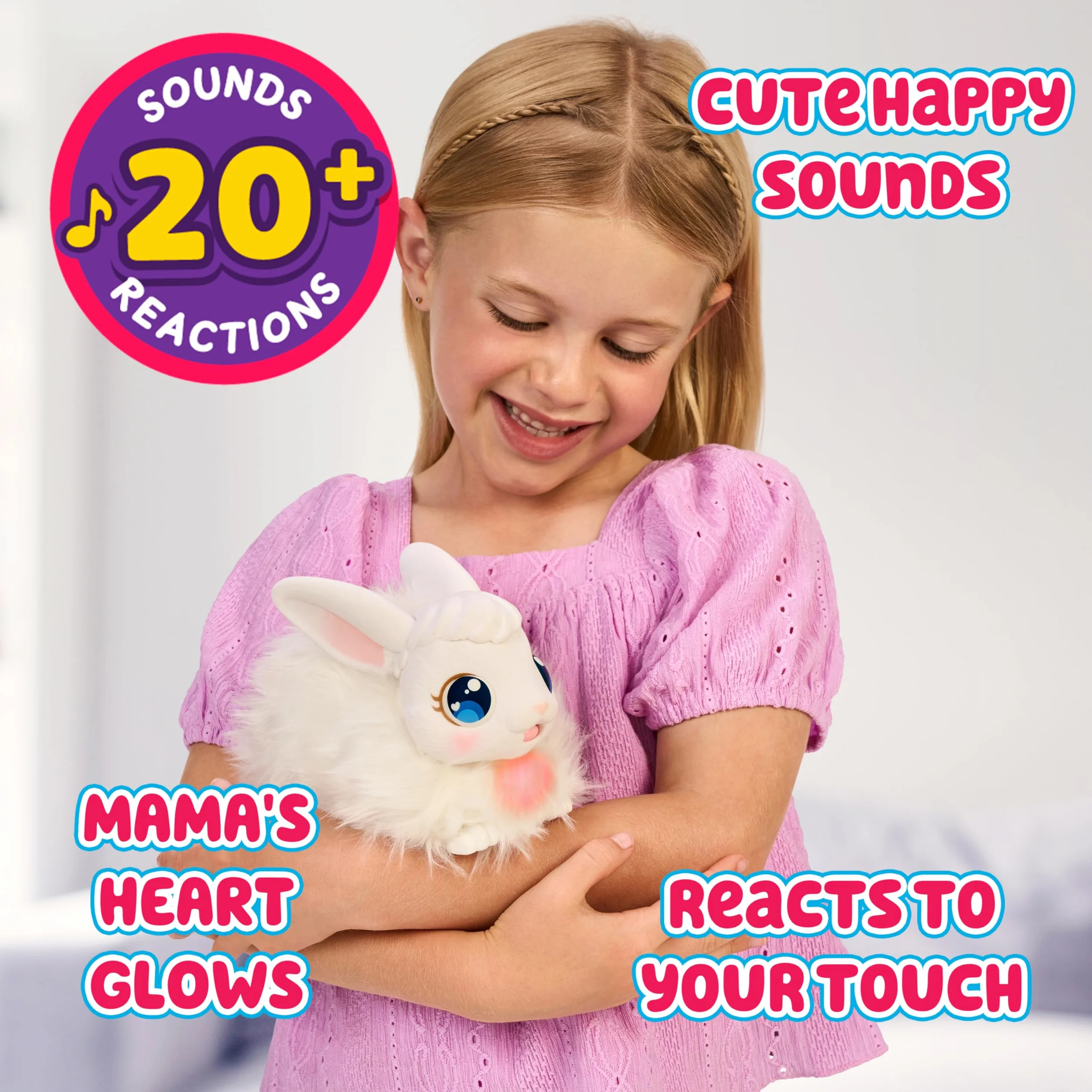 Little Live Pets Mama niespodzianka - Królik Zajmij się mamą Ona spodziewa się 3 dzieci! Interaktywny królik i zestaw do zabawy z króliczkiem Ponad 20 dźwięków i reakcji Akcesoria dla niemowląt od 4