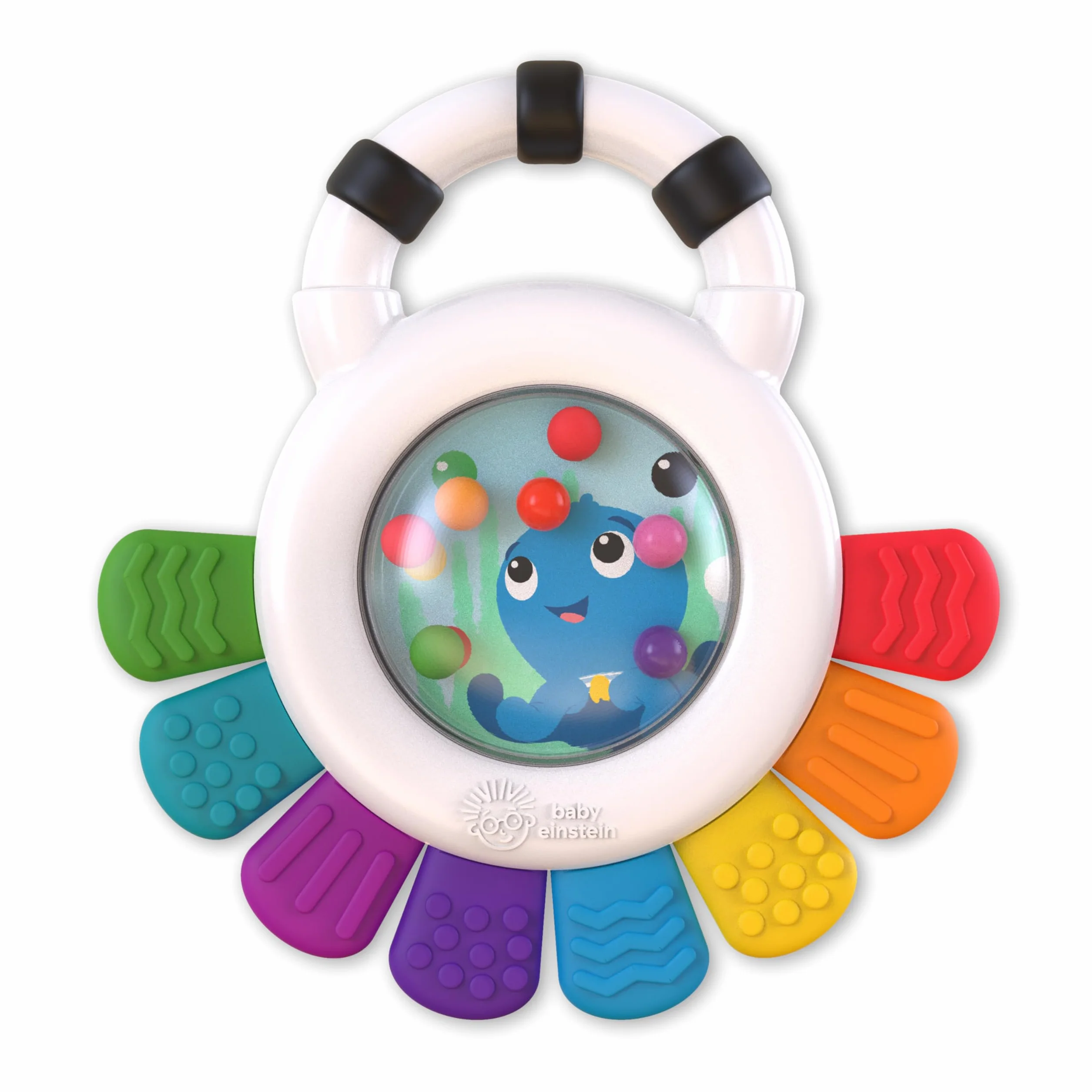 Baby Einstein Outstanding opus, sensoryczna grzechotka i gryzak w kształcie ośmiornicy, nie zawiera BPA, chłodząca, wspomaga wzrok, słuch i uczucie, 12487, wielokolorowa