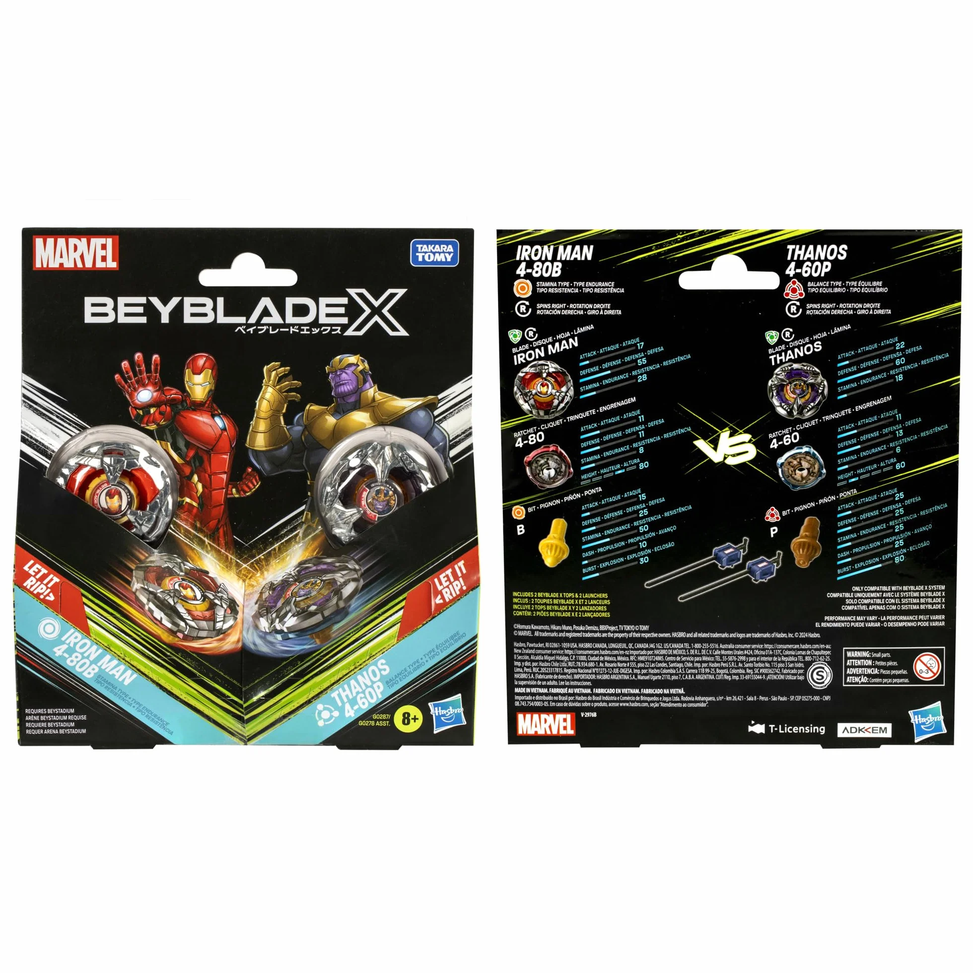 Wielopak Beyblade X Marvel Collab Iron Man 4-80B kontra Thanos 4-60B