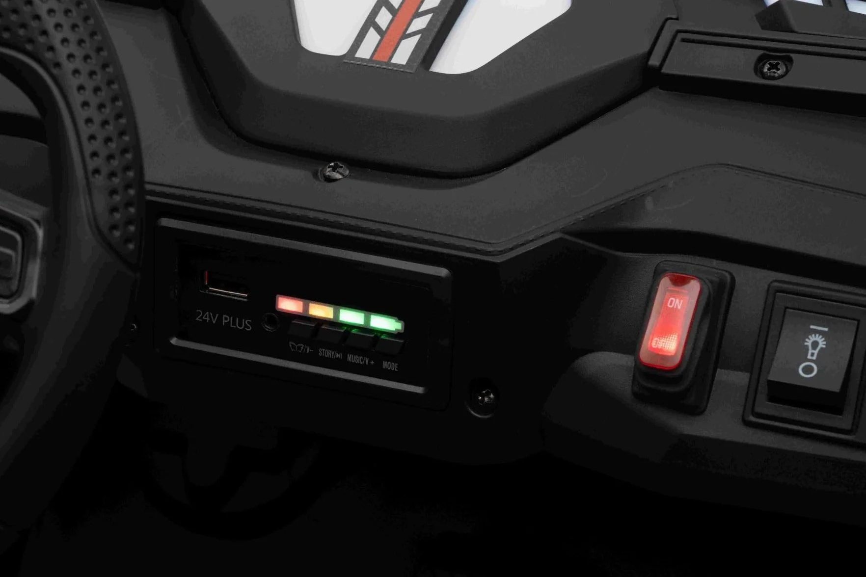 T-REX Ride 4x4 elektryczny samochód dla dzieci, 24 V, 24 V, biały, odtwarzacz MP3 z wejściem USB/AUX, 4 x 4, akumulator litowy, zawieszenie, pilot zdalnego sterowania, oświetlenie LED