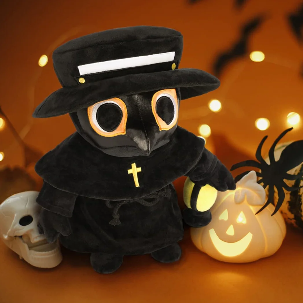 Plague Doctor pluszowa zabawka, upiorna urocza wypchana pluszowa poduszka, lalka, miękka, puszysta poduszka do przytulania, prezent dla dzieci i dorosłych (21321)