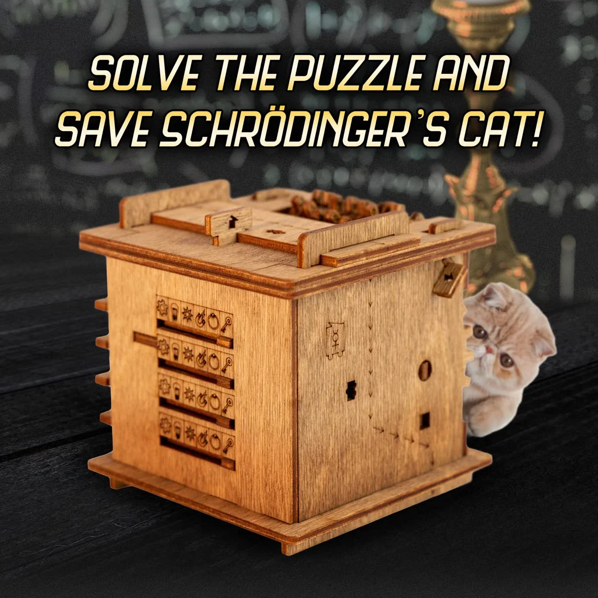 iDventure - Kot Schrödingera - Gra Escape Room - Inteligentne drewniane puzzle - unikalne gry logiczne - gry w pudełku dla dorosłych - pudełko puzzle dla dzieci (14+) - łamigłówki z tajemnicą