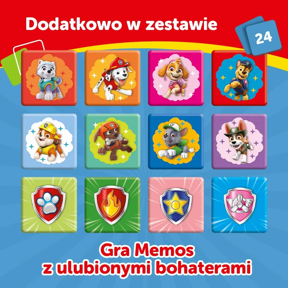 Trefl PAW Patrol Psia Ekipa w Akcji 3w1 Puzzle 30 i 48 Elementów Gra Memory 24 Memosy dla Dzieci od 3 lat