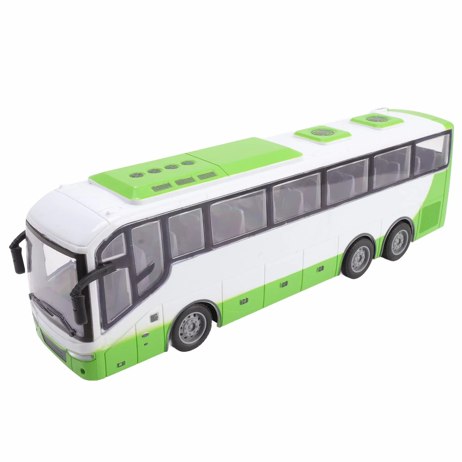 Duży 1/30 Zdalnie Sterowany Autobus Zabawki RC Model Autobusu żywa Elektryczna Symulacja Edukacyjna z Pilotem do Zabawek dla Dzieci (Biały zielony)