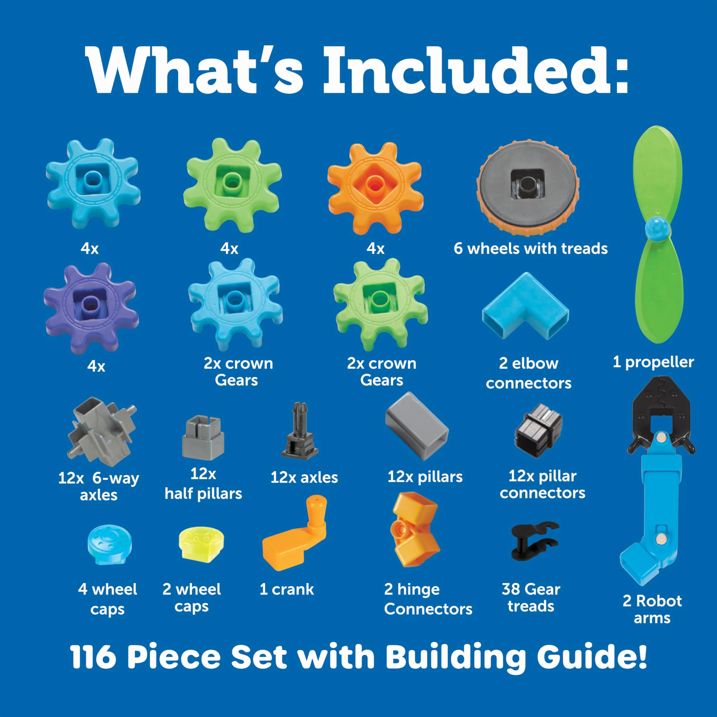Learning Resources Gears! Gears! Gears! Robots w Ruch 116-Kawałek Budynek Zestaw