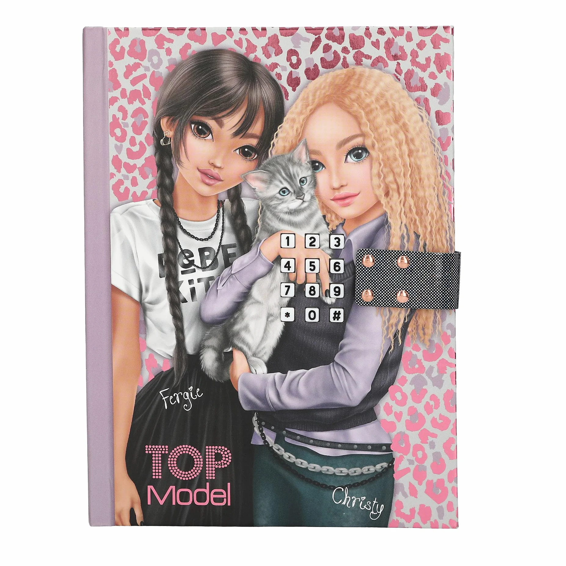 Depesche 13230 TOPModel Rebel Kitty - Pamiętnik z kodem numerycznym i dźwiękiem, książka z motywem modelki, wzorem leo i 80 kolorowo ilustrowanymi stronami w linie.