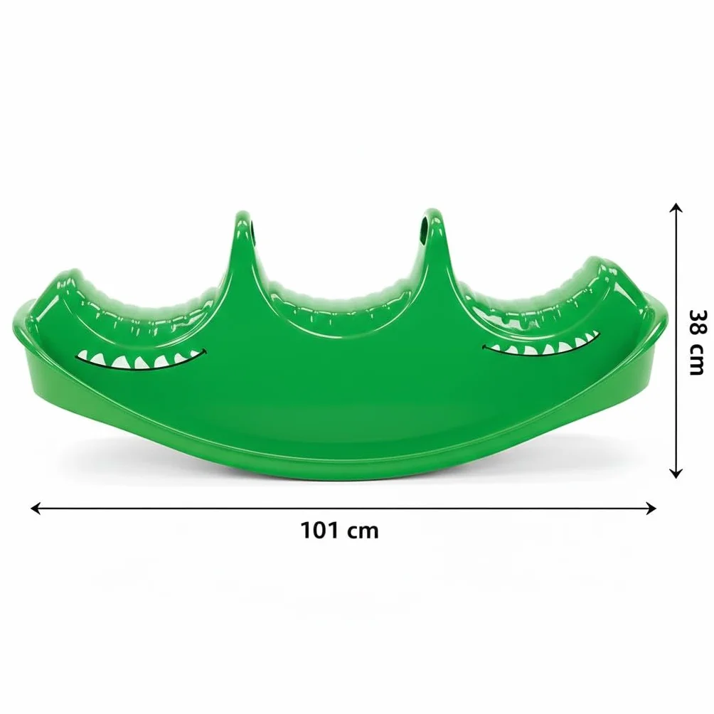 Dantoy 3 Persons Rocker and Seesaw, Durable Plastic with 3 Seats and Made in Denmark – Green Crocodile