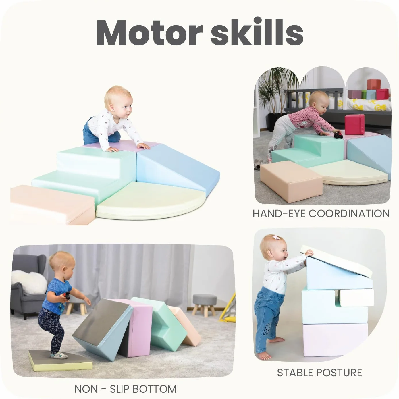 IGLU Soft Play - Miękkie Klocki Piankowe Do Zabawy I Wspinania Się - Idealne Do Raczkowania Ślizgania Budynek Się I Innych Aktywności Fizycznych Dla Małych I Większych Dzieci- 5 kształtów XL