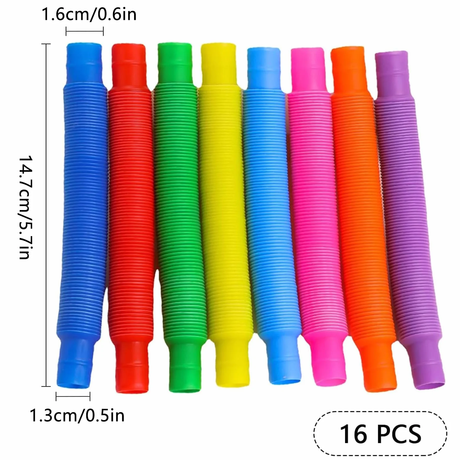Pop Fidget Sensoryczne Rurki Edukacyjne Mini Pop Tube Wielobarwne Zabawki 16 sztuk