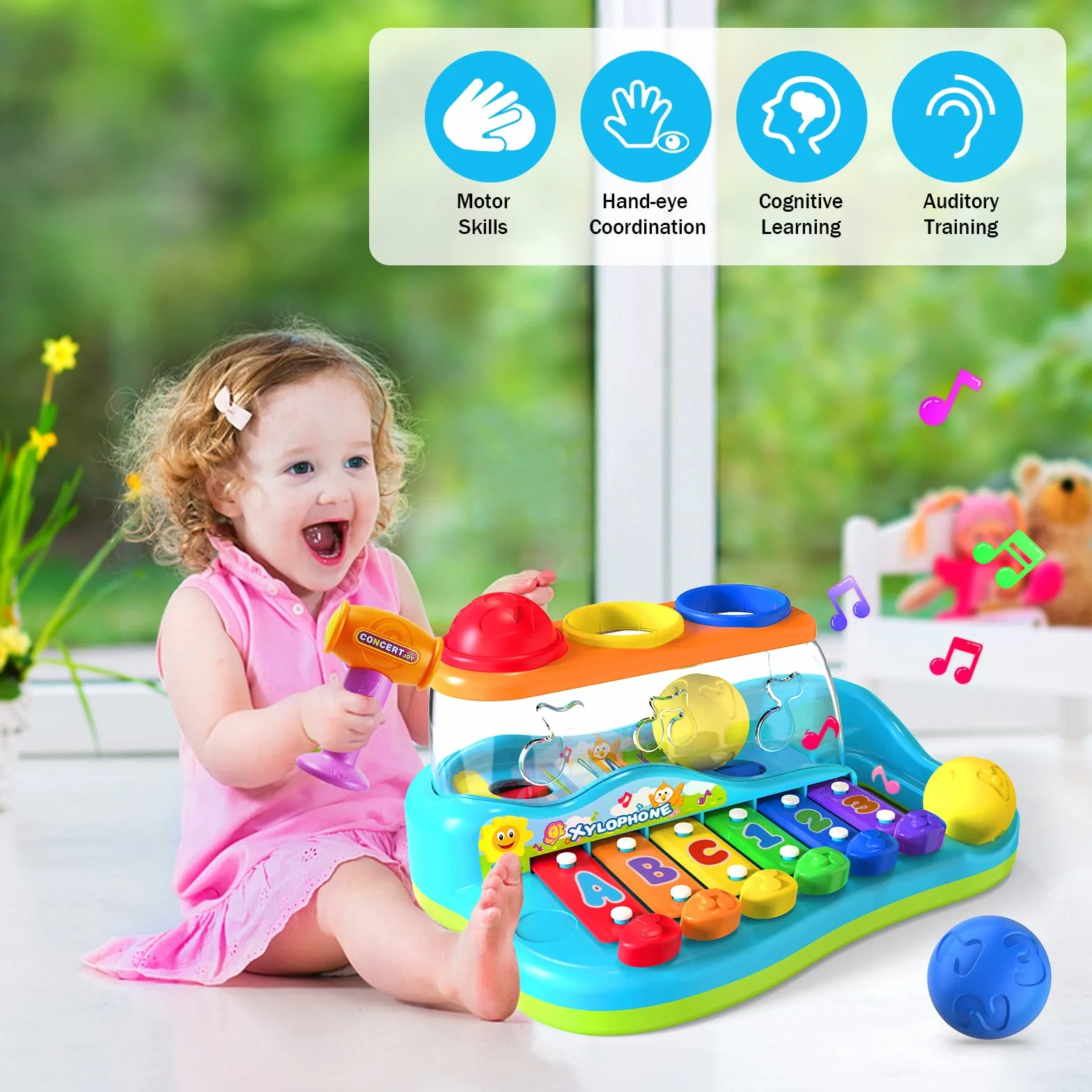 GoStock Musikspielzeug für 1-2-3 Jahre alte Babys Licht-Xylophon-Musikinstrument Spielzeug-Keyboard für Kinder Geschenk für Jungen und Mädchen