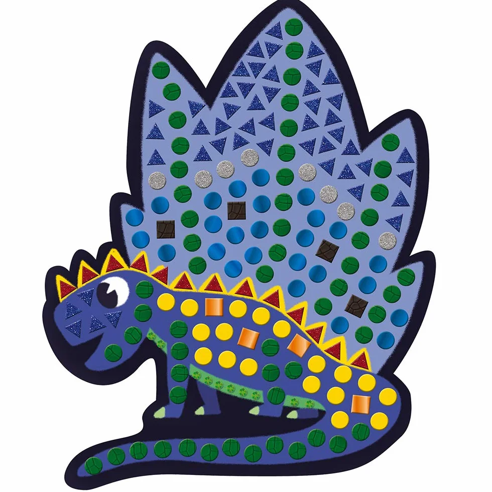 Janod - From 4 years old - Creative Kit - Dinosaur Mosaics - Calm Workshops - Creative Leisure - Dexterity and Concentration - J07903