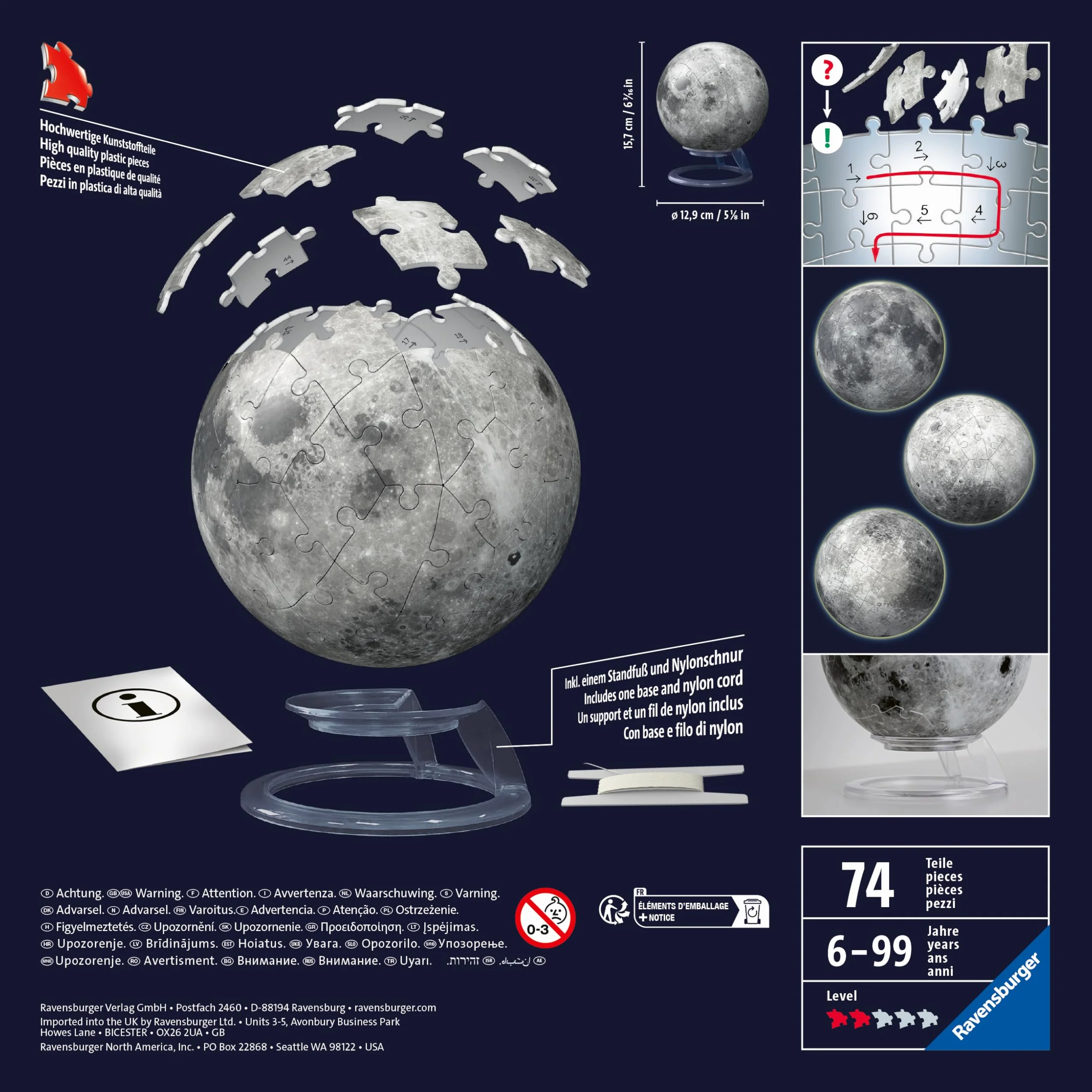 3D Puzzle-Ball Der Mond - Glow-in-the-Dark: Erlebe Puzzeln in der 3. Dimension