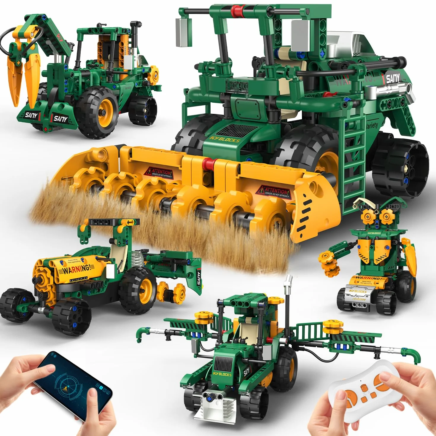 Technologia robota dla dzieci, 5 w 1, zestaw montażowy z aplikacją i zdalnym sterowaniem RC Technic Robot / ciągnik / kombinator / wózek wodny, 313 sztuk RC programowalny prezent dla dzieci 5 6 7 8 10