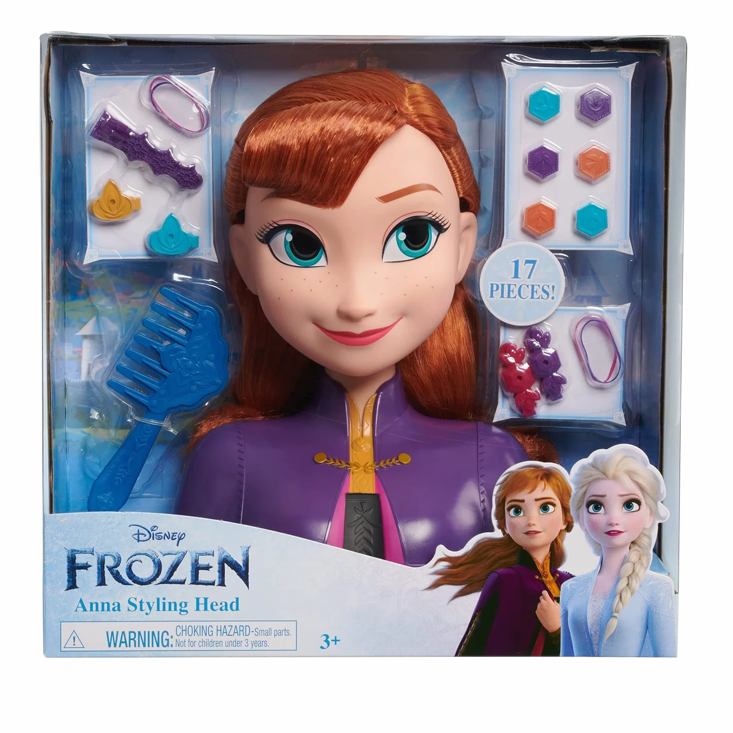 Disney Frozen 2 głowice fryzjerskie Anna 20 cm z akcesoriami do stylizacji, od 3 lat, Just Play
