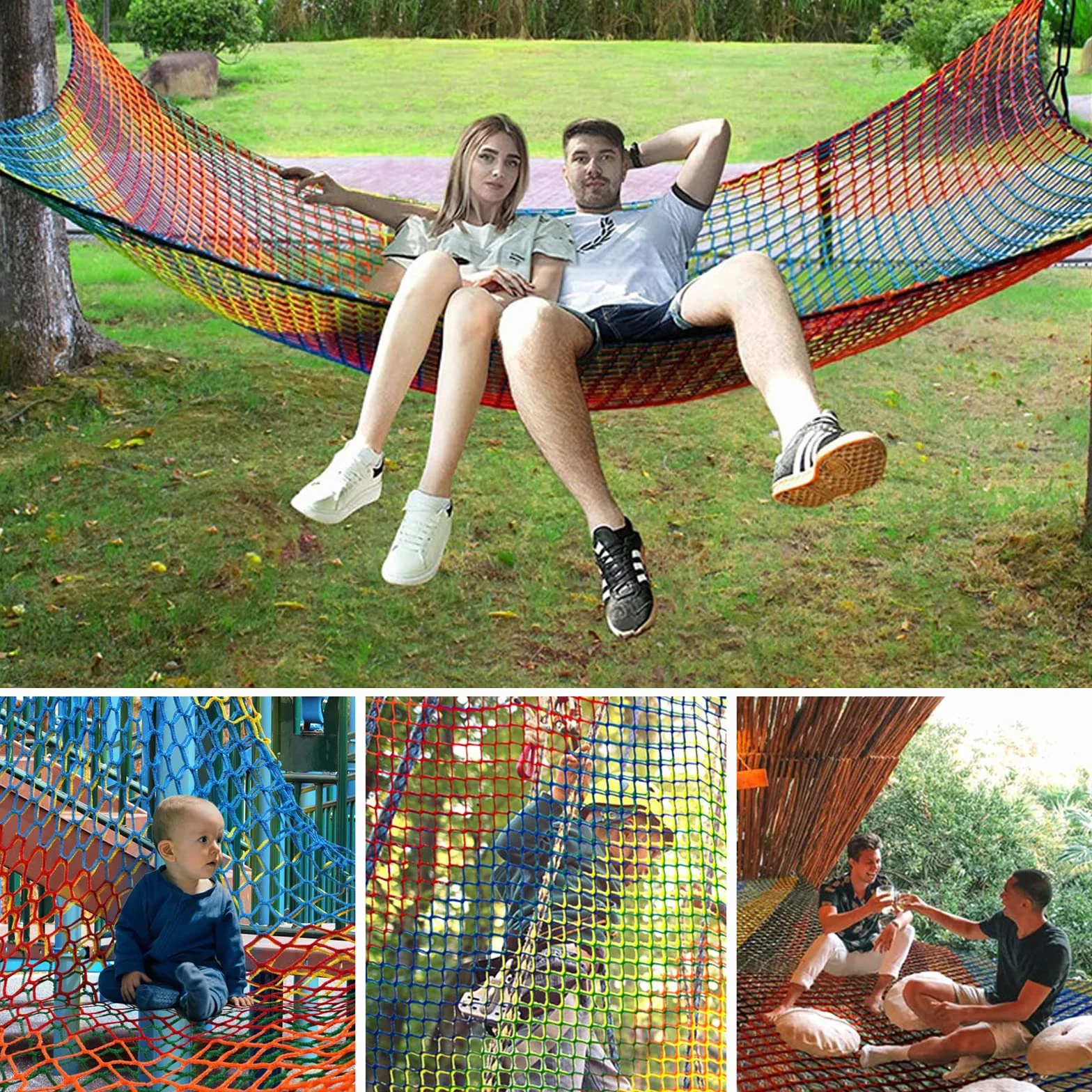 MENAYODA Siatka wspinaczkowa, wytrzymała dwuwarstwowa siatka ochronna, opalizująca, poliester, 1 x 3 m / 2 x 3 m / 3 x 3 m / 3 x 4,5 m, nośność 226 kg