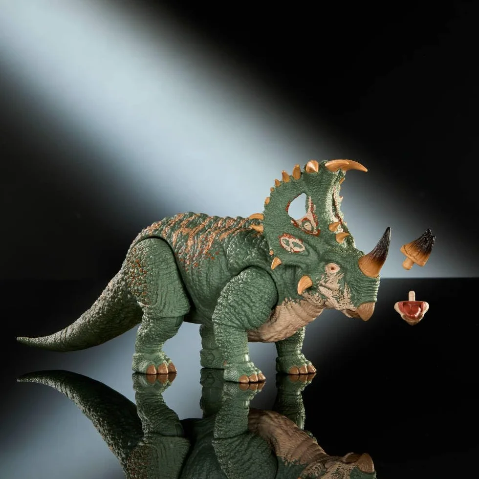 Mattel Jurassic World Kolekcja Hammonda Sinoceratops, figurka dinozaur deluxe, duża zabawka, punkty ruchu, ogon do ustawiania w różnych pozach, zabawka dla dzieci 8+, JKG88