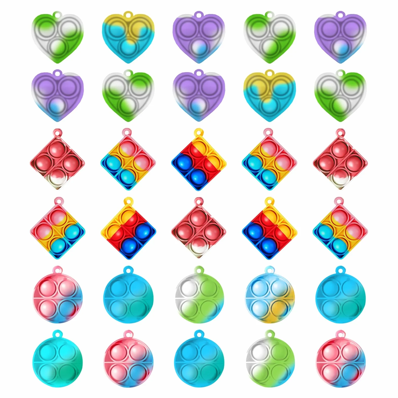 30 sztuk Pop It Fidget Zabawki antystresowe Mini Fidget Zabawki Squeeze Sensory Zabawki Silikonowe antystresowe Lęk Ulga Zabawki Poppet Bubble, Zabawki, Autyzm Relief Stress