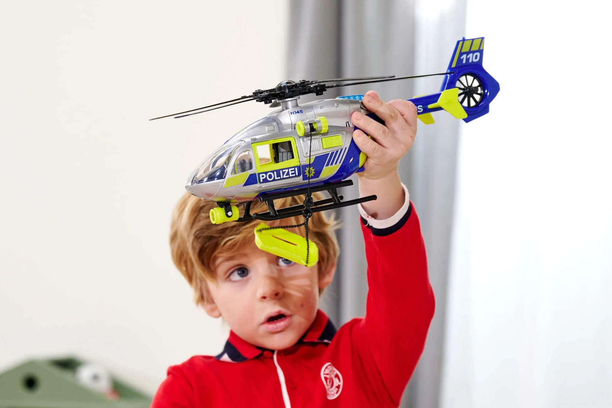 Dickie 203716028038 Police helikopter ze światłami, dźwiękiem, wciągarką i noszami, 203716028038