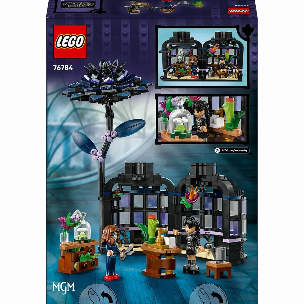 LEGO Wednesday Kwiat czarnej dalii zestaw z małą szklarnią i minilaleczkami 76784 dla dzieci od 9 lat