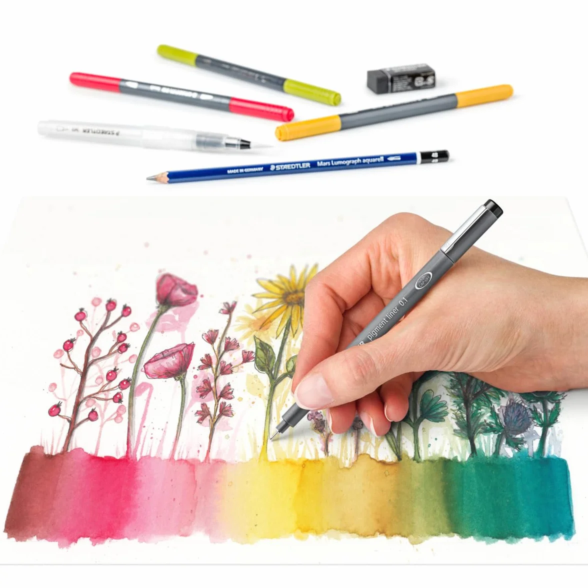 Staedtler 61 3001-1 Design Journey kwiatowy zestaw akwareli - zestaw mieszany (12 sztuk), czarny