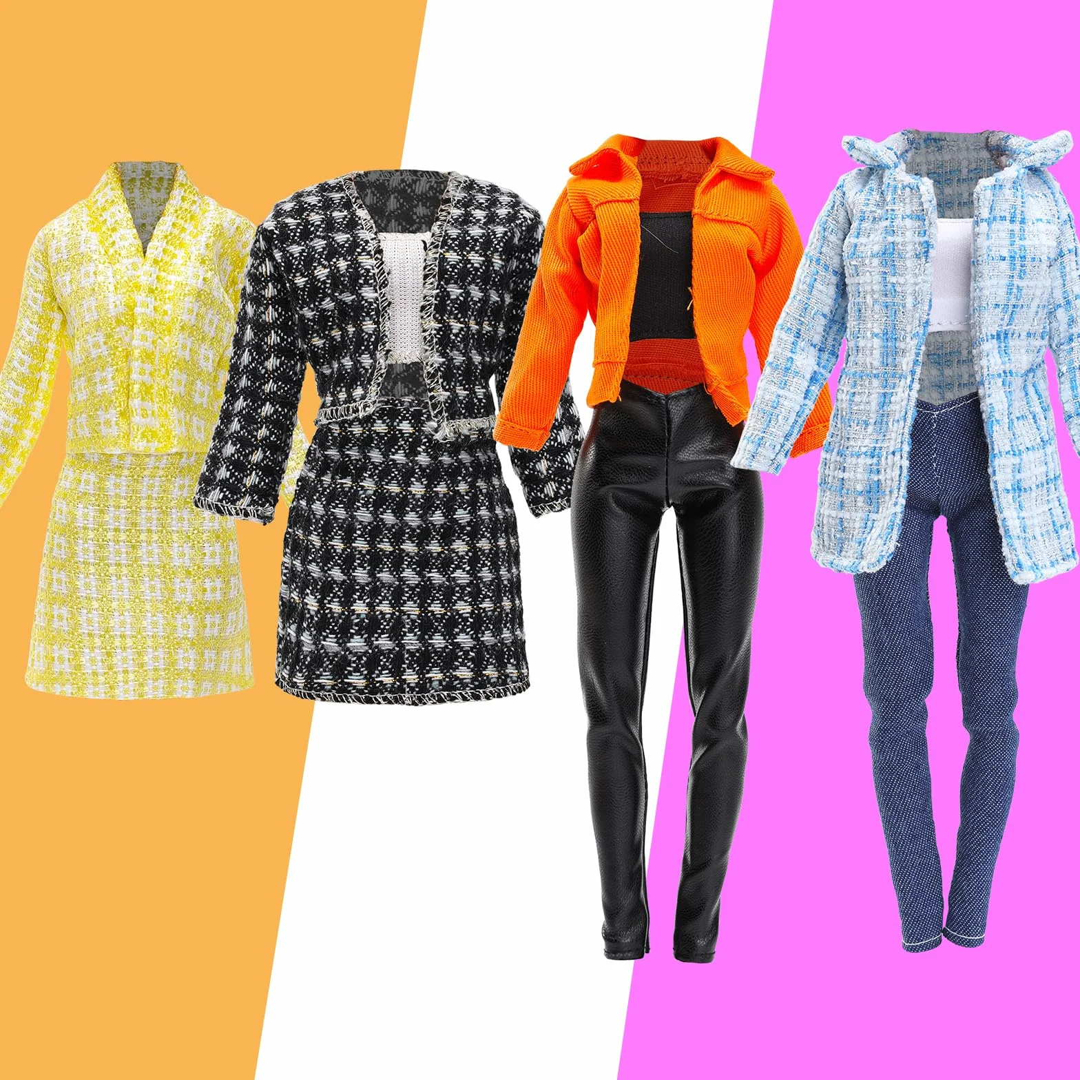 Festfun 11 PCS Ubrania dla Lalek 4 Zestawy Elegancki Zestaw Spódnicy i Kamizelki, Modna Bluzka i Spodnie, Długi Rękaw Płaszcz, Styl Biurowy, Casual, Losowy Styl dla Lalki 11.5 Calowej