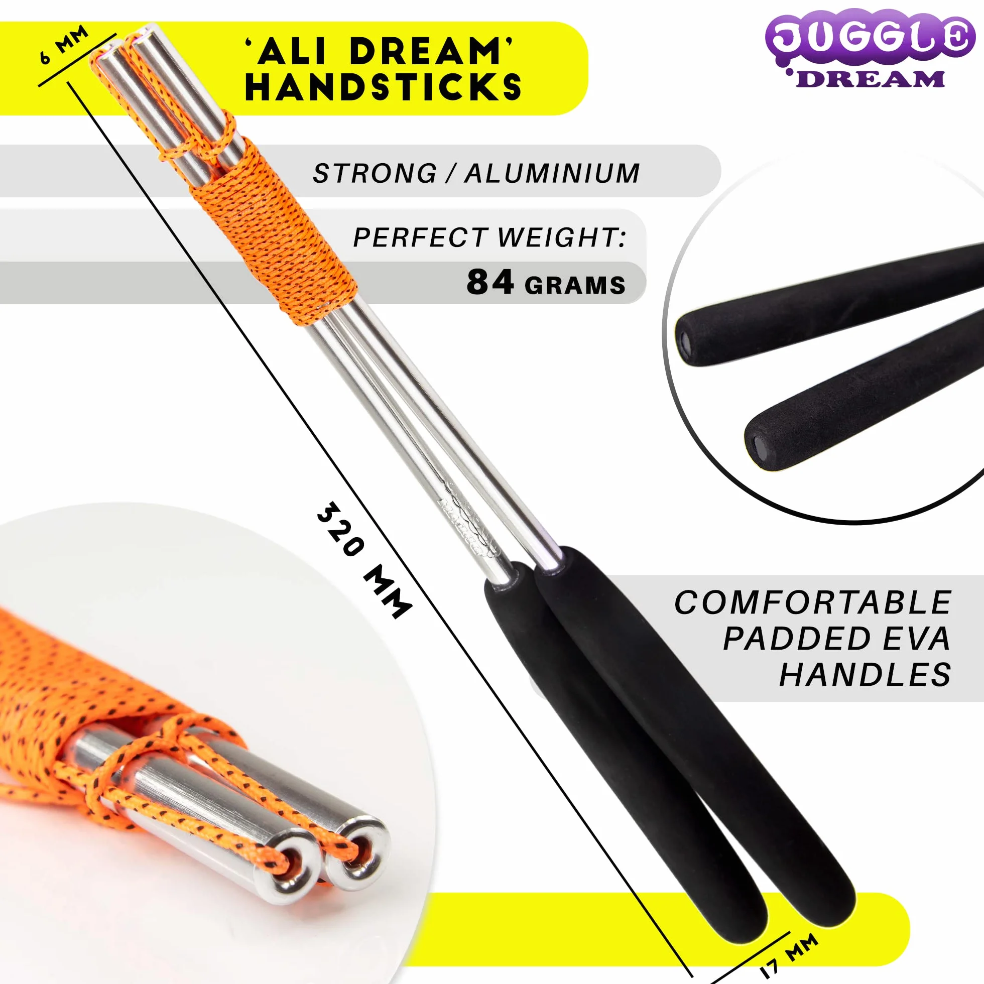 Zestaw do żonglerki Diabolo z łożyskiem kulkowym, aluminiowymi kijami Diabolo i samouczkiem wideo online (czarno-czerwony)