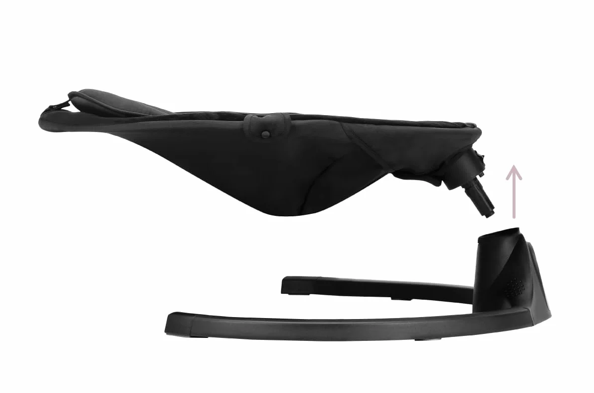 MOMI KENANI ONYX huśtawka do 9 kg, wyświetlacz LED, pilot zdalnego sterowania, Bluetooth do smartfonów, zasilanie bateryjne/sieciowe, 5-punktowe szelki bezpieczeństwa, łuk i zabawki