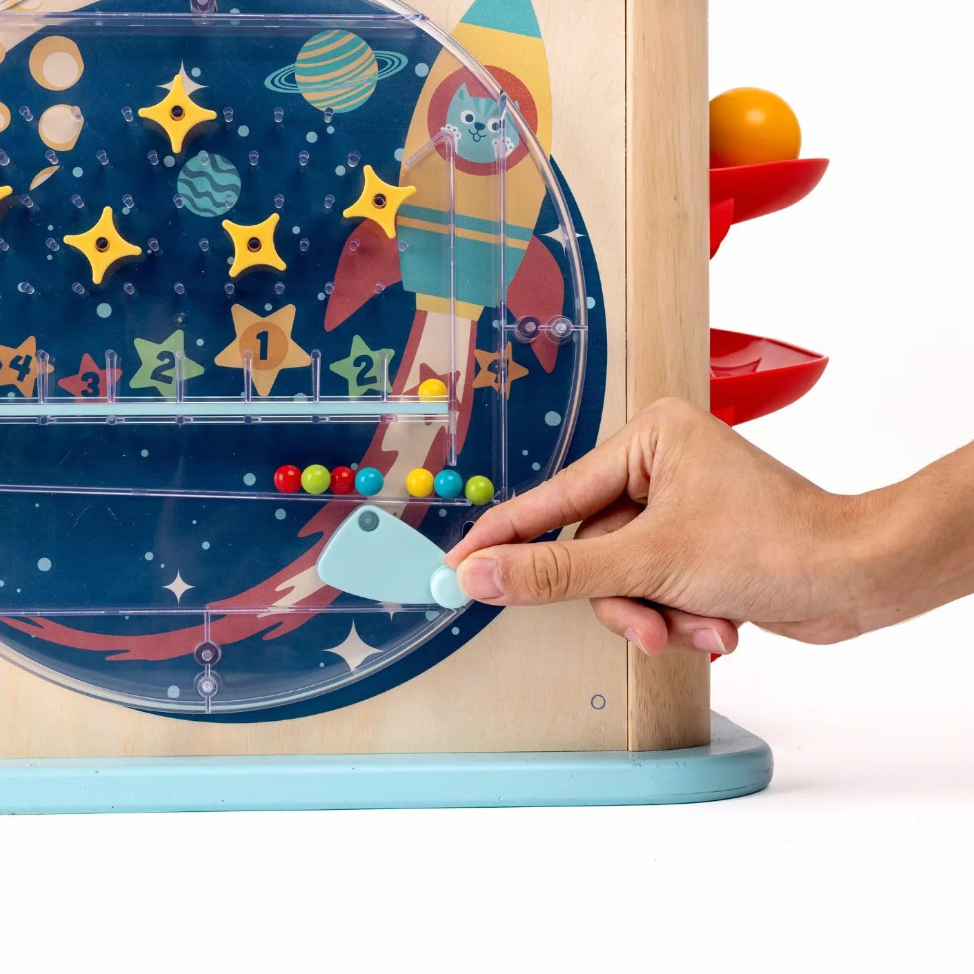 Hape Magiczna kostka motoryczna - centrum aktywności dla dzieci 1 rok - 5 stron aktywności - zwierzęta, kształty, labirynt, drewniane piłki, gra sortowania, koło, wyrównywanie - przebudzenie zabawy i