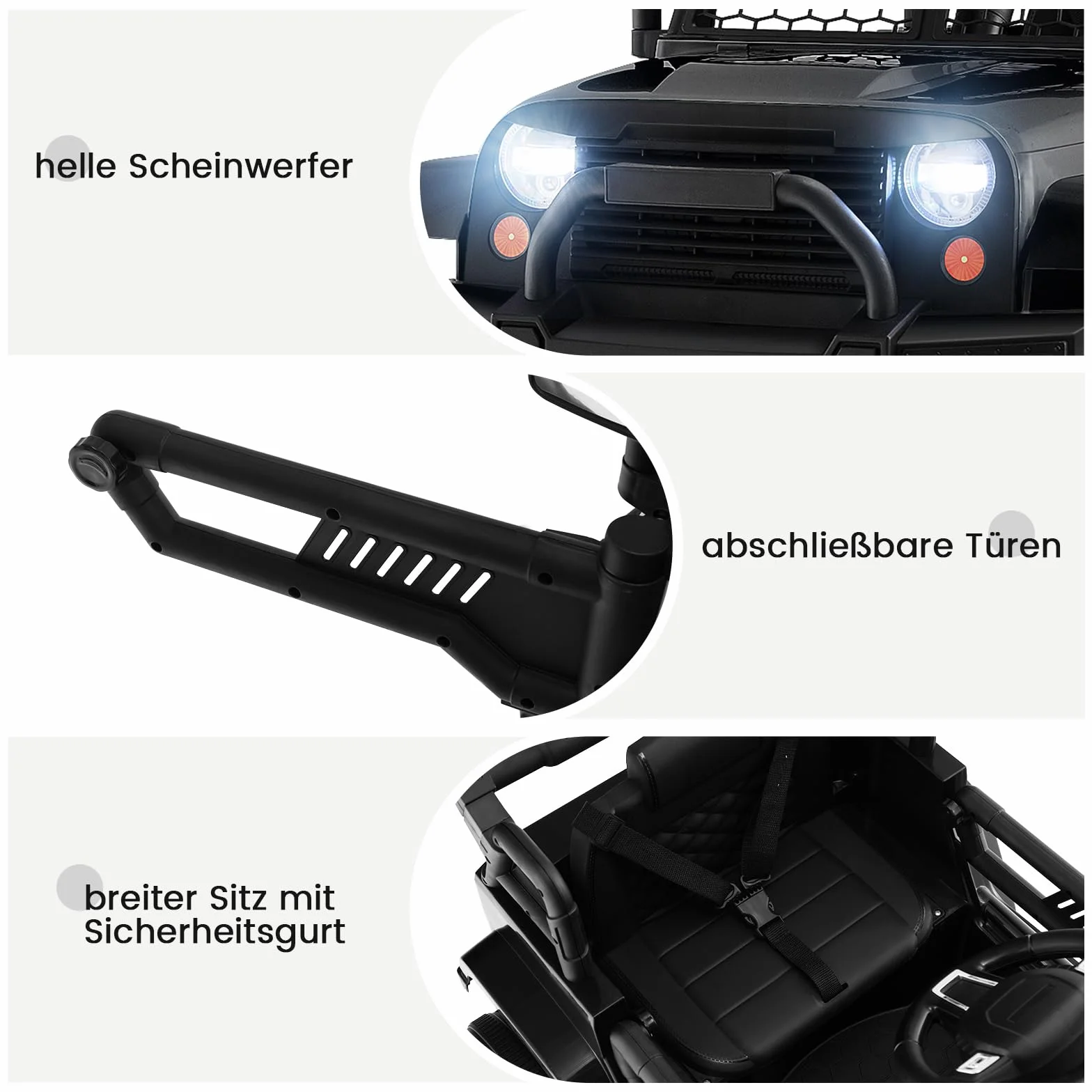 COSTWAY Elektryczny samochód dla dzieci, 12 V, z pilotem zdalnego sterowania, muzyką, USB i reflektorem, pojazd dziecięcy 2,5-4,5 km/h, samochód dla chłopców i dziewczynek od 3 lat (czarny)