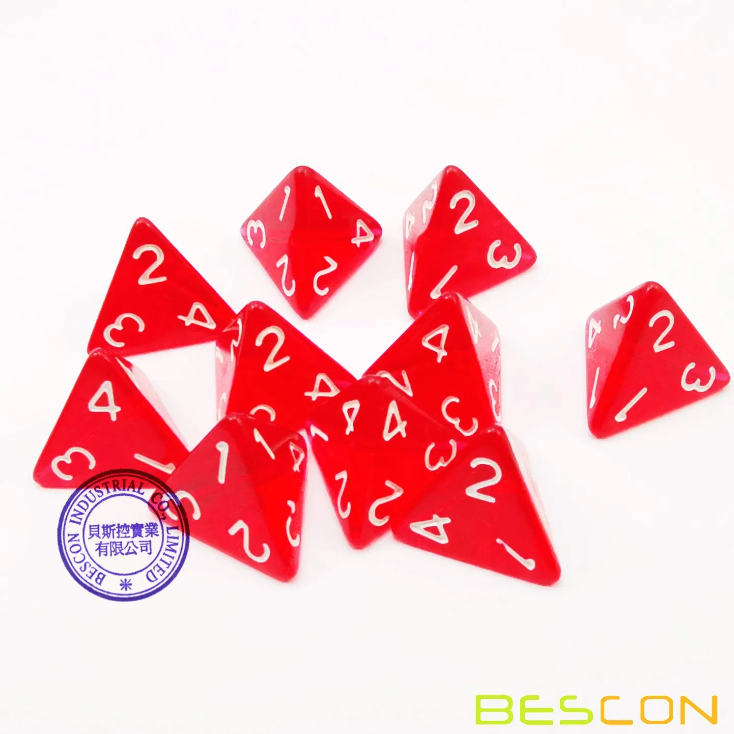 Bescon Mini przezroczyste czerwone kości k4 30 szt. butelka z miksturą leczniczą, 30 sztuk mini czerwonych kostek k4 do gier RPG, pakiet mikstur leczniczych w szklanym słoiku