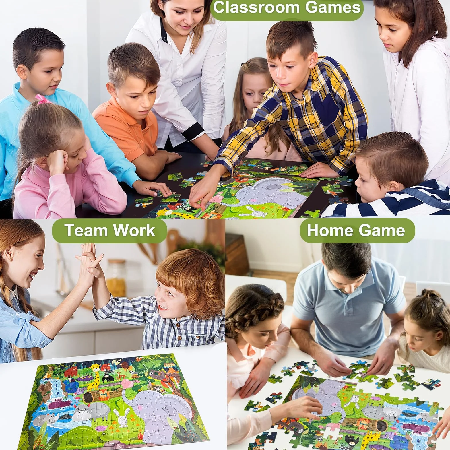 Puzzle dla dzieci od 4, 5, 6 lat, 96 elementów, puzzle podłogowe, świat zwierząt, duże puzzle dla dzieci, prostokątne, puzzle dla chłopców i dziewczynek, prezent dla dzieci w wieku 3-7 lat