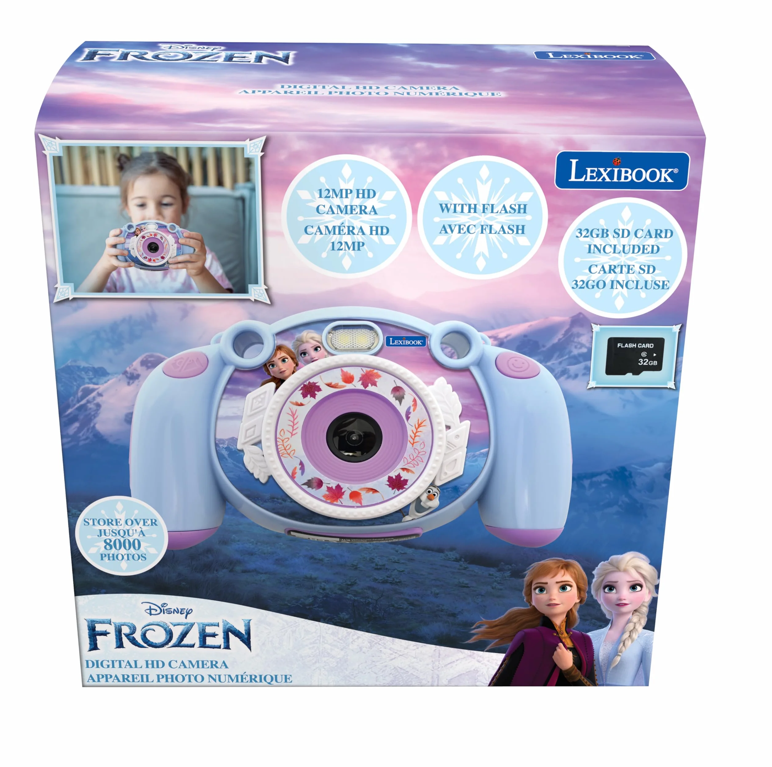Lexibook DJ080FZ Frozen Aparat Cyfrowy dla Dzieci, Zdjęcia i Wideo, Gry, Niebieski, Fioletowy